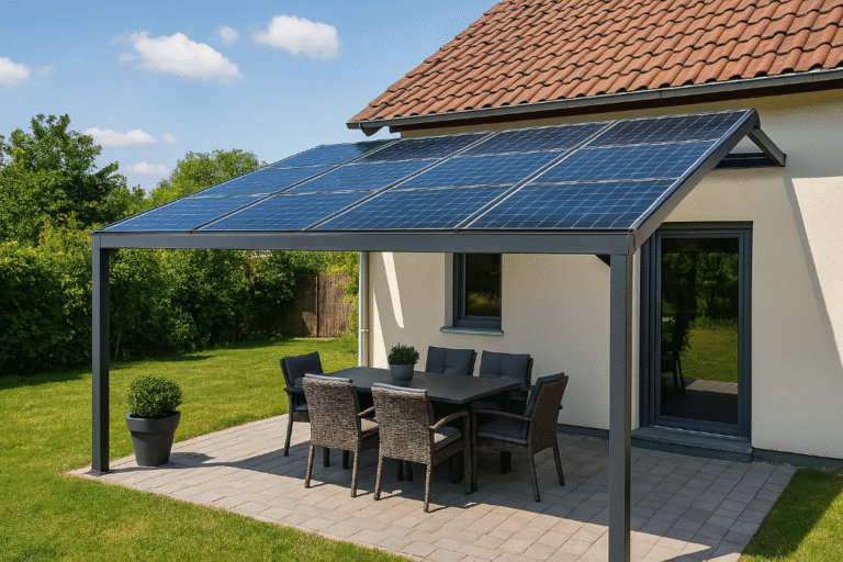 Solar-Terrassenüberdachung selbst bauen – Strom sparen & Komfort genießen